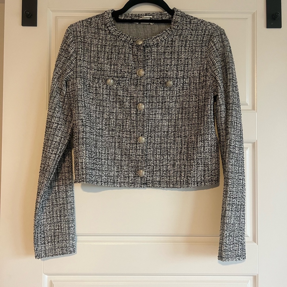 Women's Black and White Tweed Jacket
